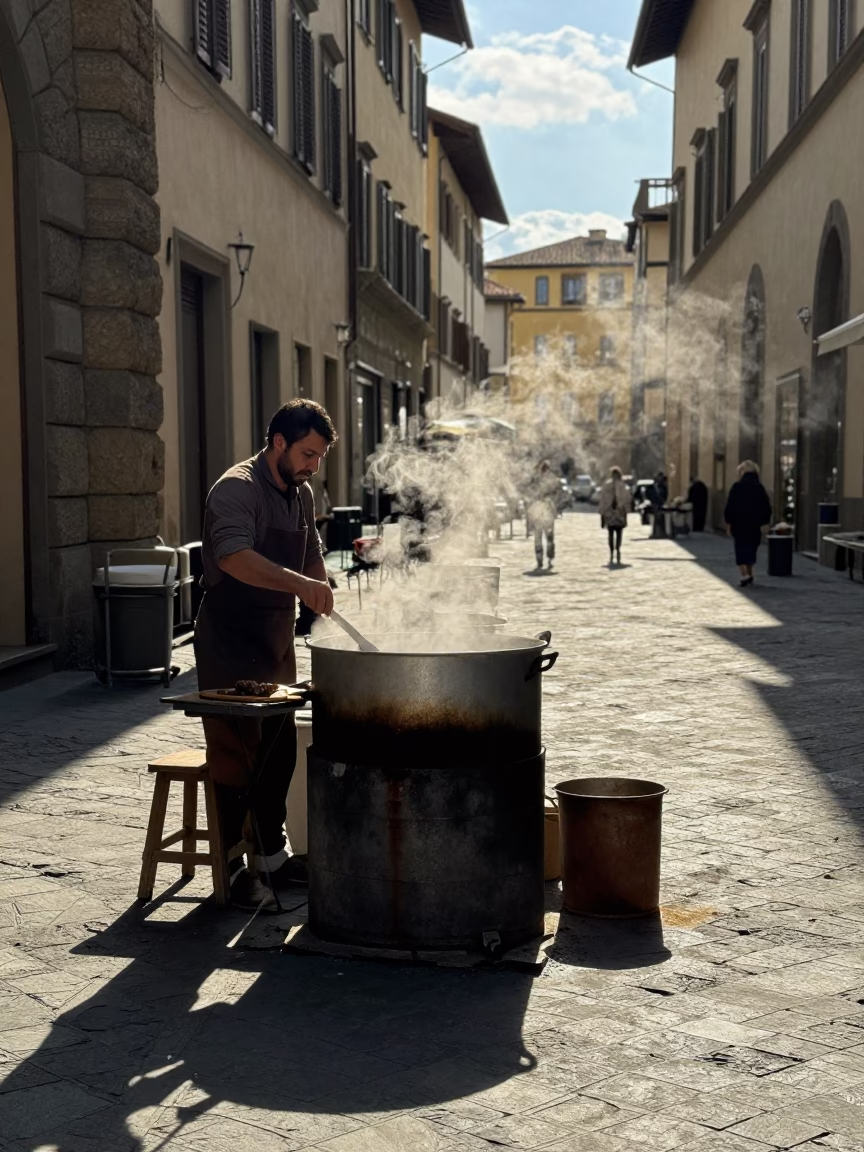 Preparation Scene in Florence at The Early Afternoon Light in in Florence, Italy