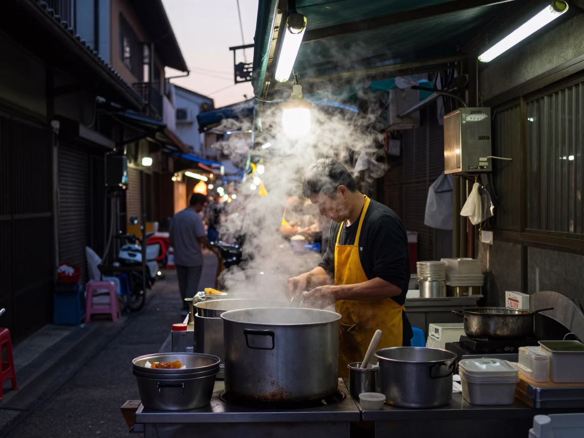 Preparation Scene in Tainan at The Early Evening Light in in Tainan, Taiwan