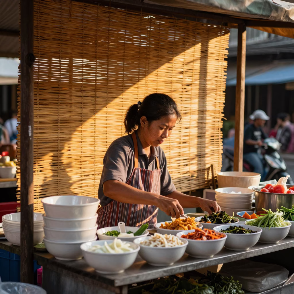 Preparing Bowls in Chiang Mai in in Chiang Mai, Thailand