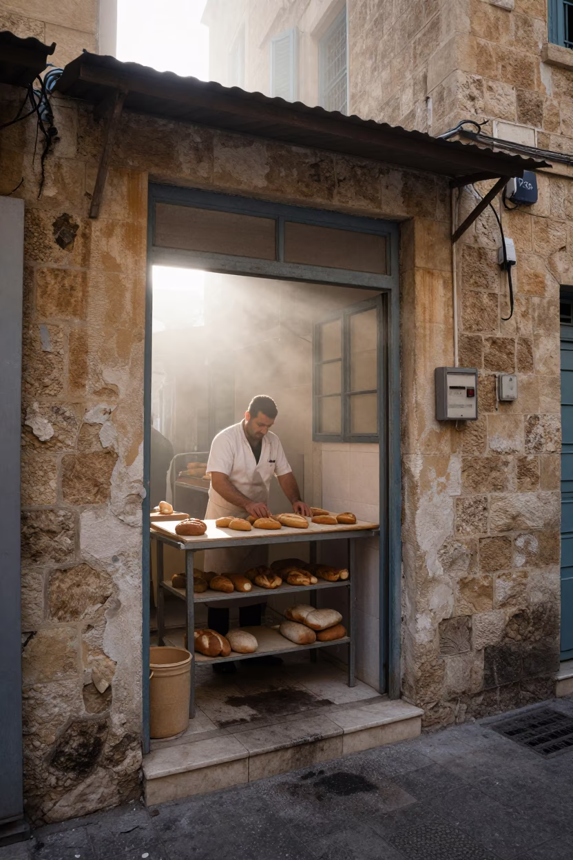 Preparing Bread in Beirut in in Beirut, Lebanon