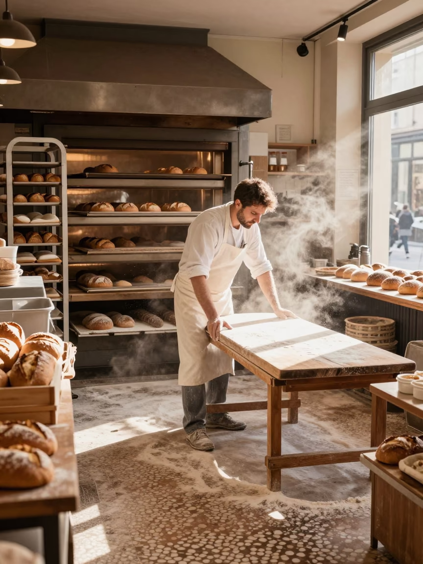 Preparing Bread in Lyon in in Lyon, France