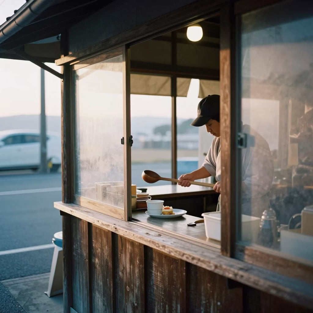 Preparing Breakfast at The Early Morning Light in Fukuoka in in Fukuoka, Japan