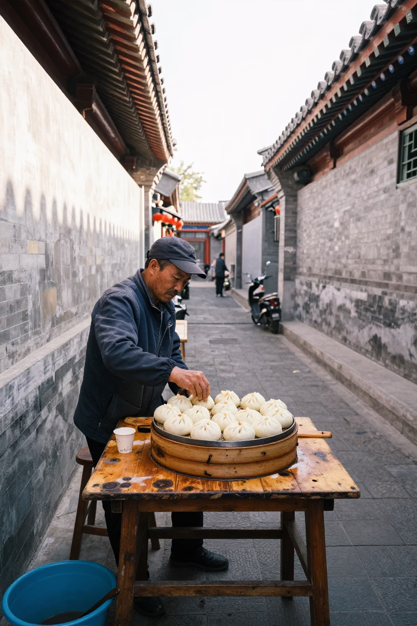 Preparing Breakfast in Beijing in in Beijing, China