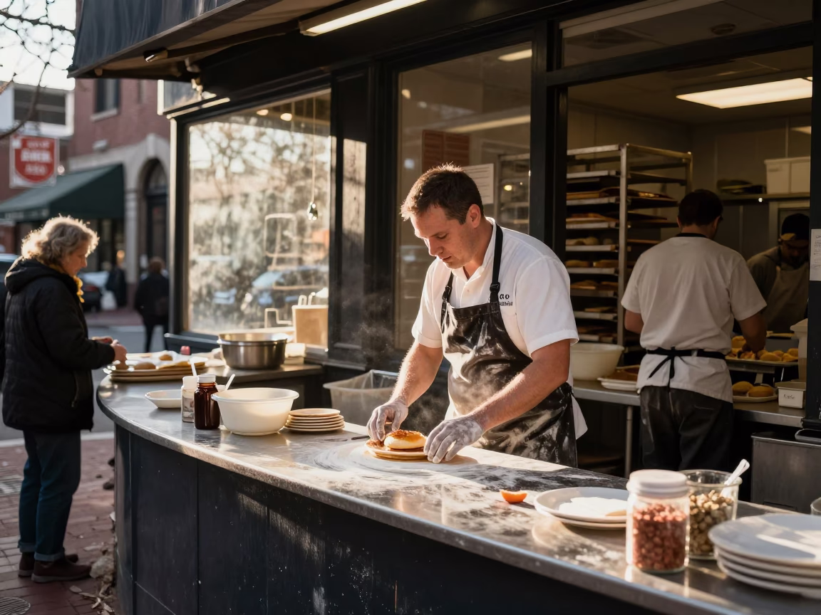 Preparing Breakfast in Boston in in Boston, Massachusetts, United States