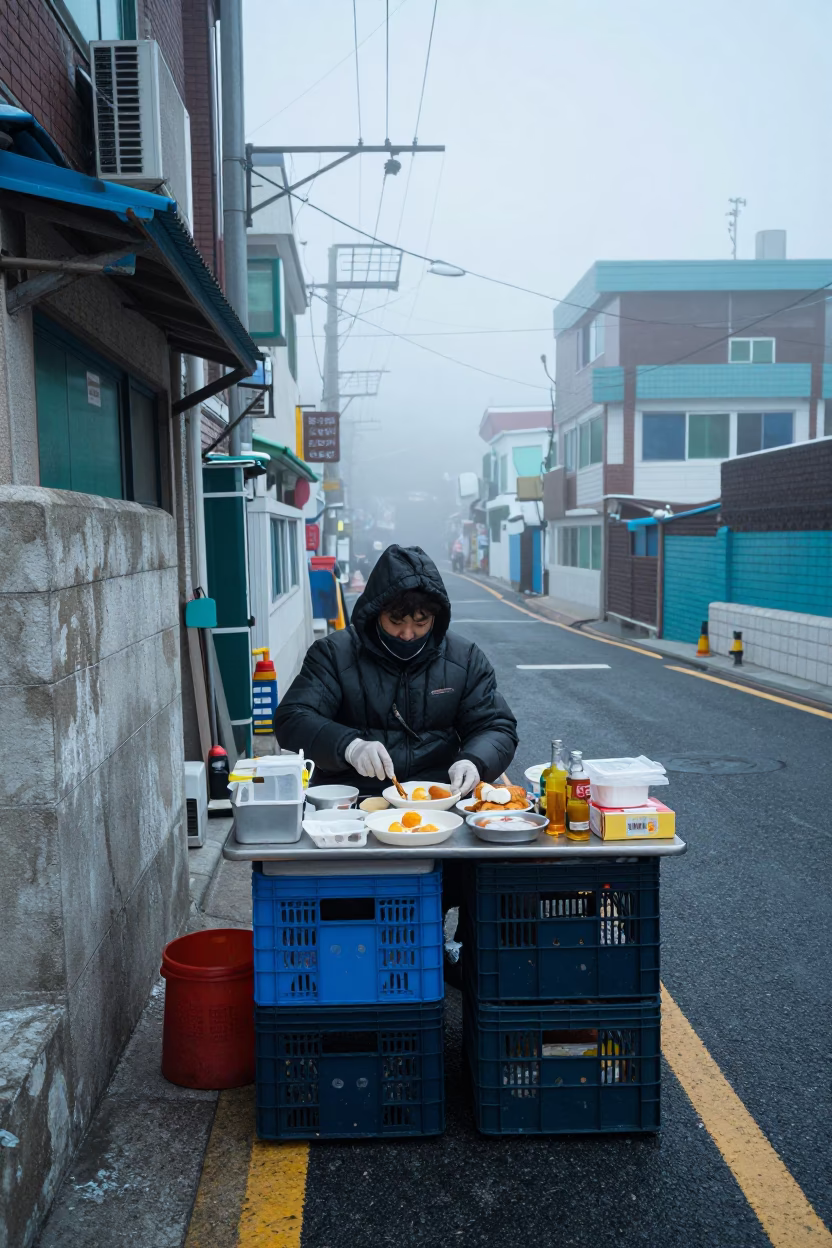 Preparing Breakfast in Busan in in Busan, South Korea