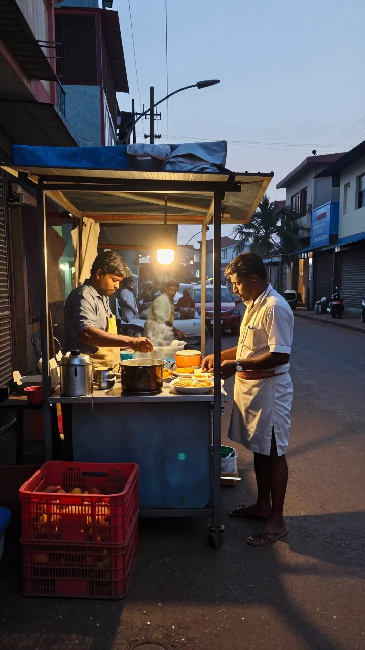 Preparing Breakfast in Chennai at First Light Of Dawn in in Chennai, India