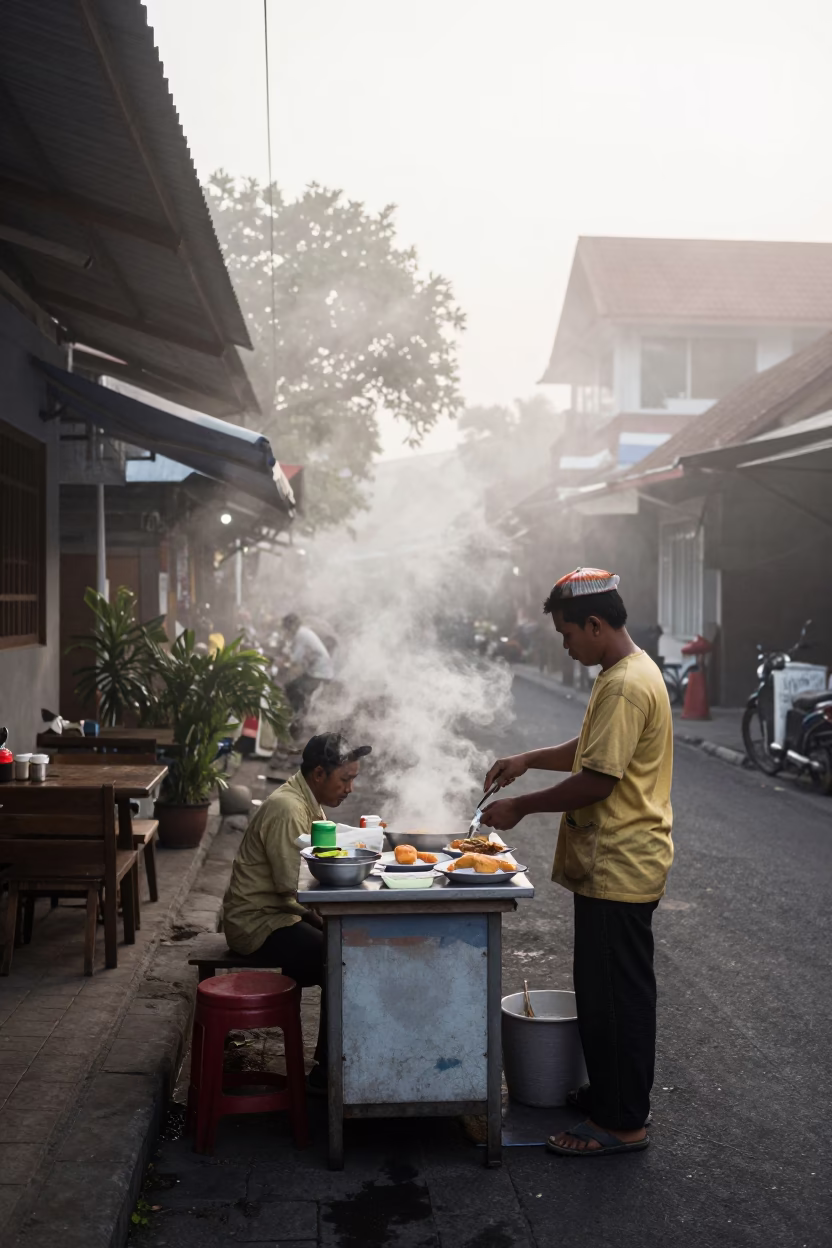 Preparing Breakfast in Denpasar in in Denpasar, Indonesia