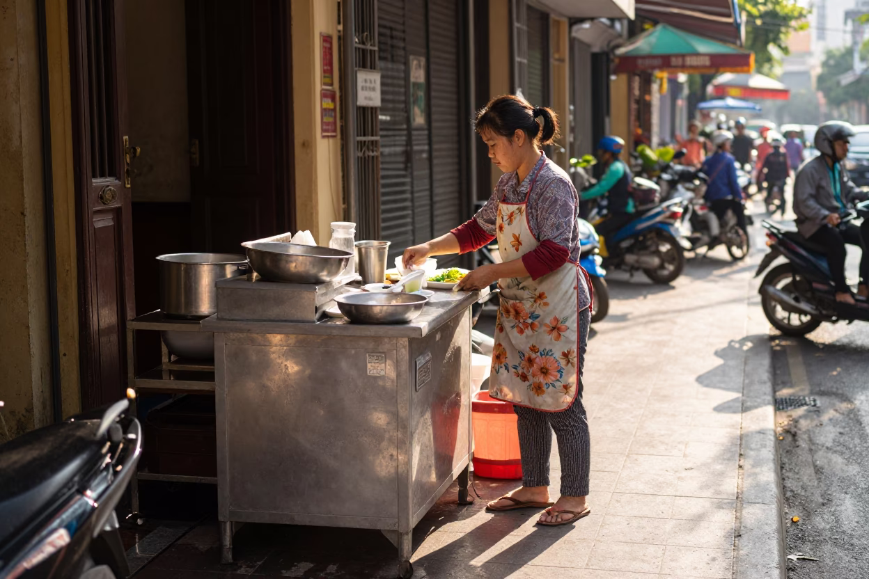 Preparing Breakfast in Ho Chi Minh City in in Ho Chi Minh City, Vietnam