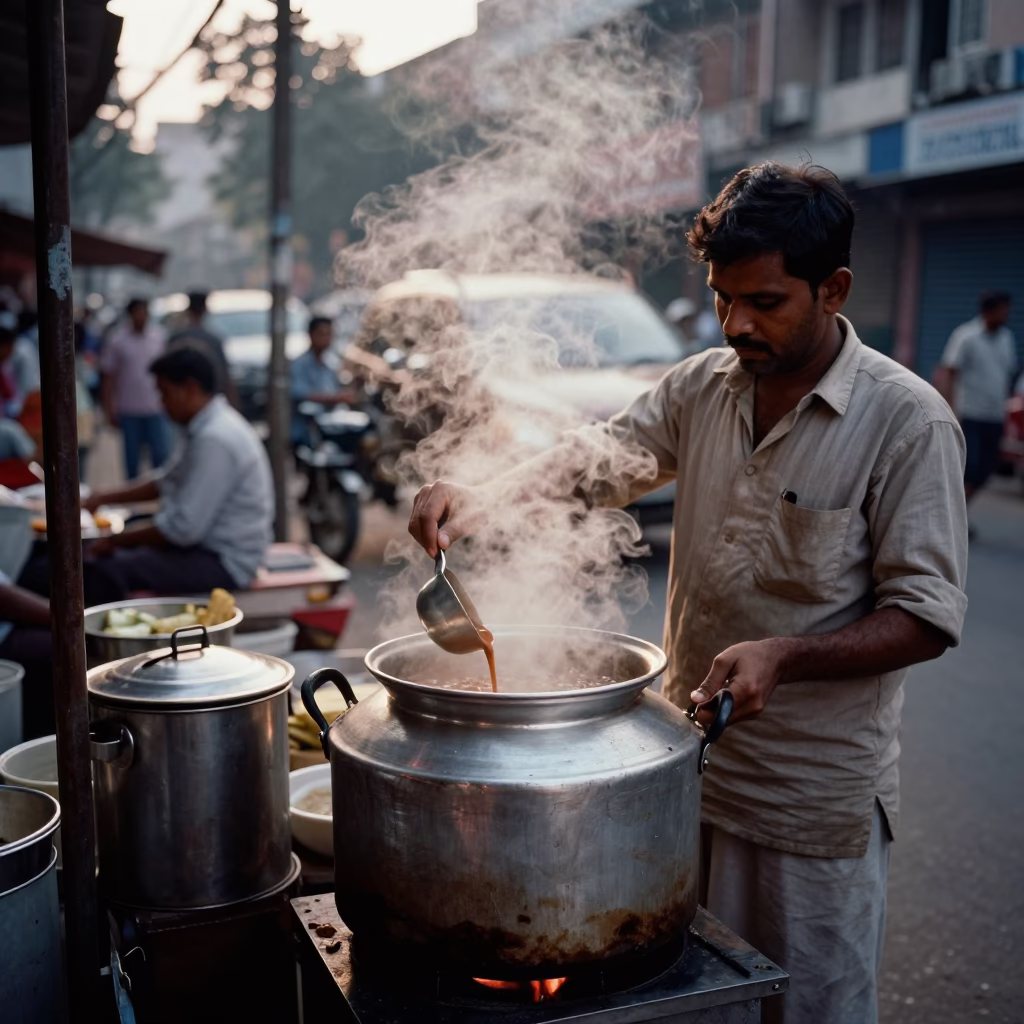 Preparing Breakfast in Hyderabad at The Still Hours Before Dawn Light in in Hyderabad, India