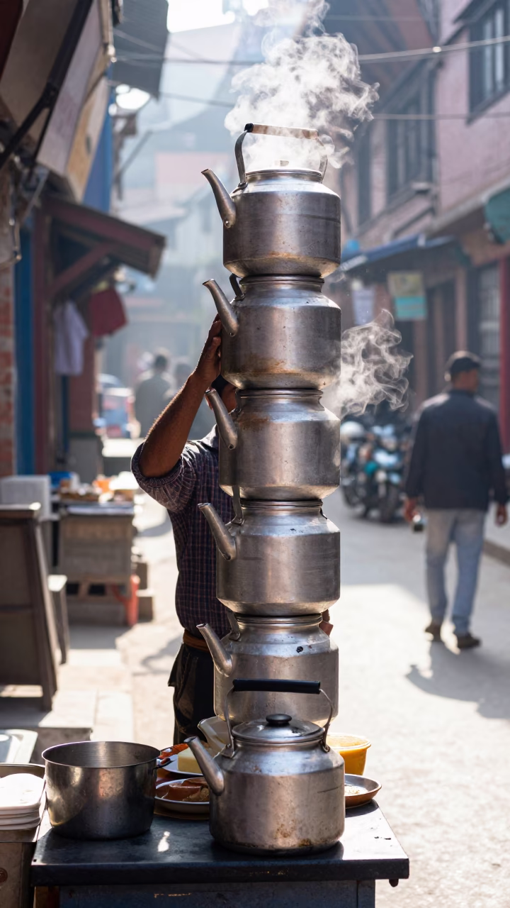 Preparing Breakfast in Kathmandu in in Kathmandu, Nepal