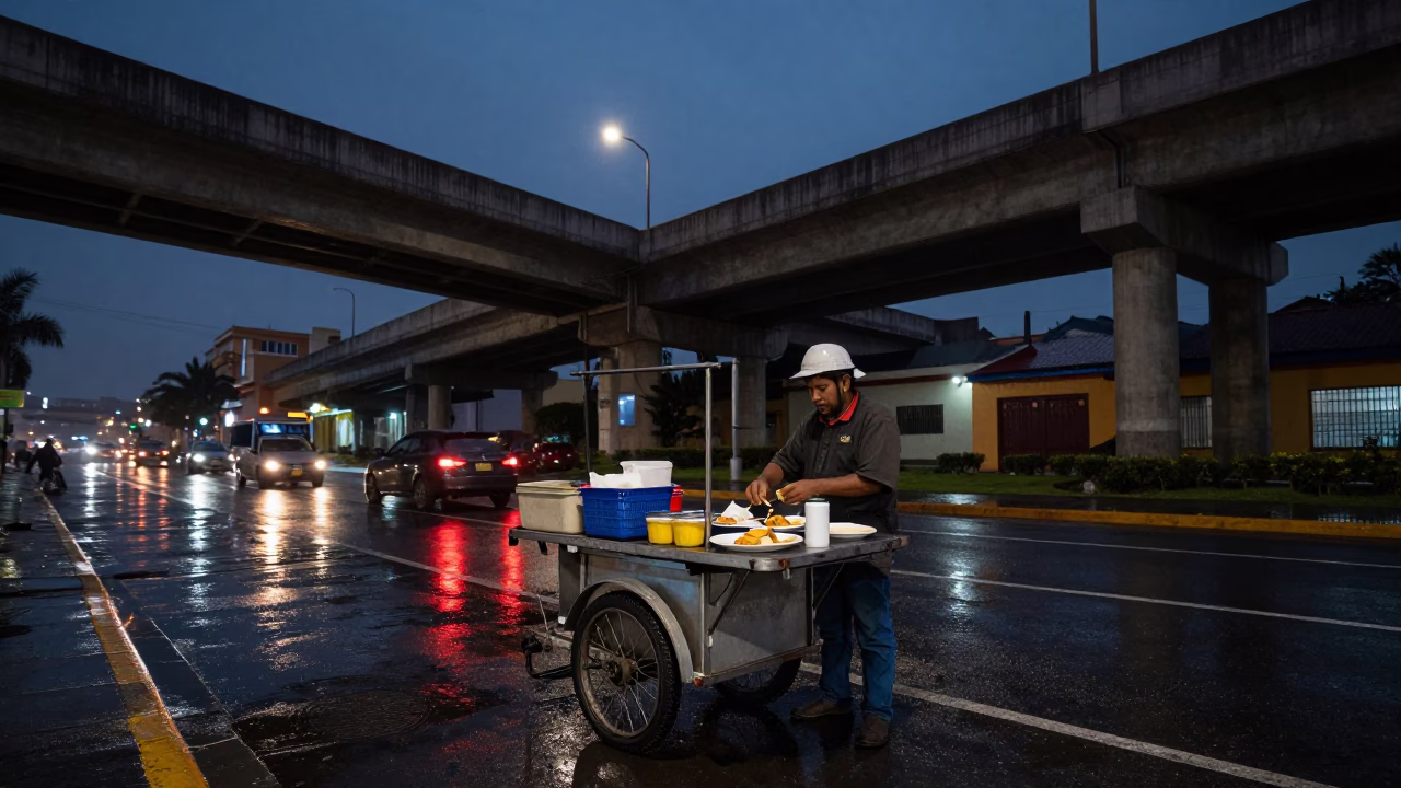 Preparing Breakfast in Lima at The Still Hours Before Dawn Light in in Lima, Peru