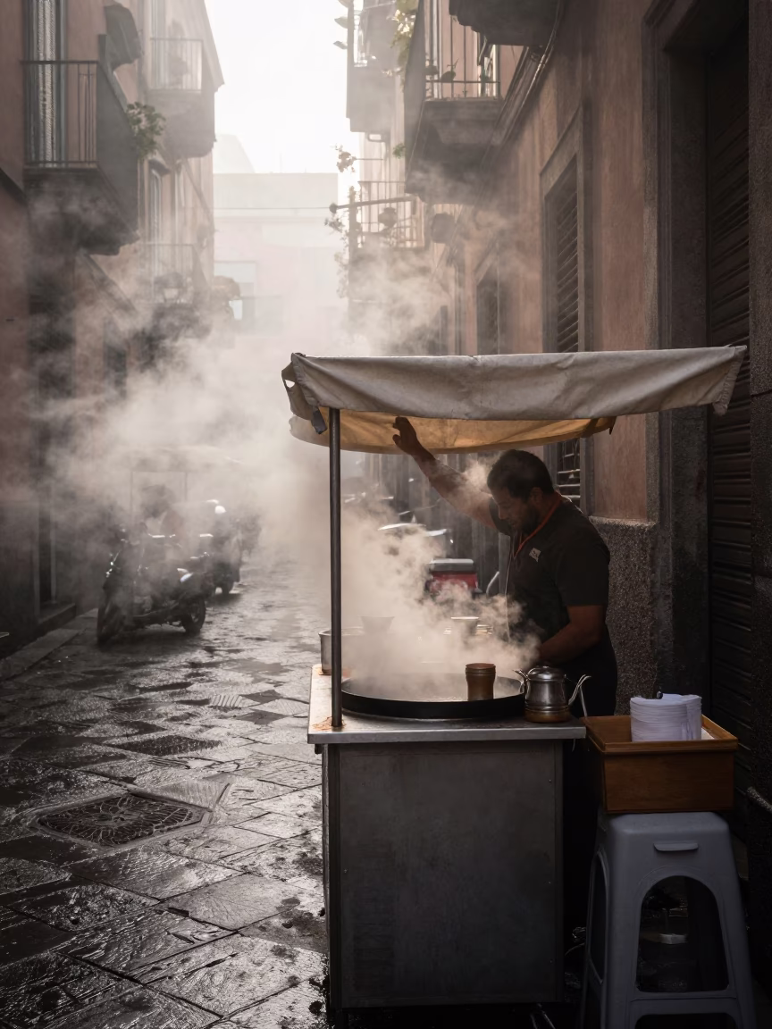 Preparing Breakfast in Naples in in Naples, Italy