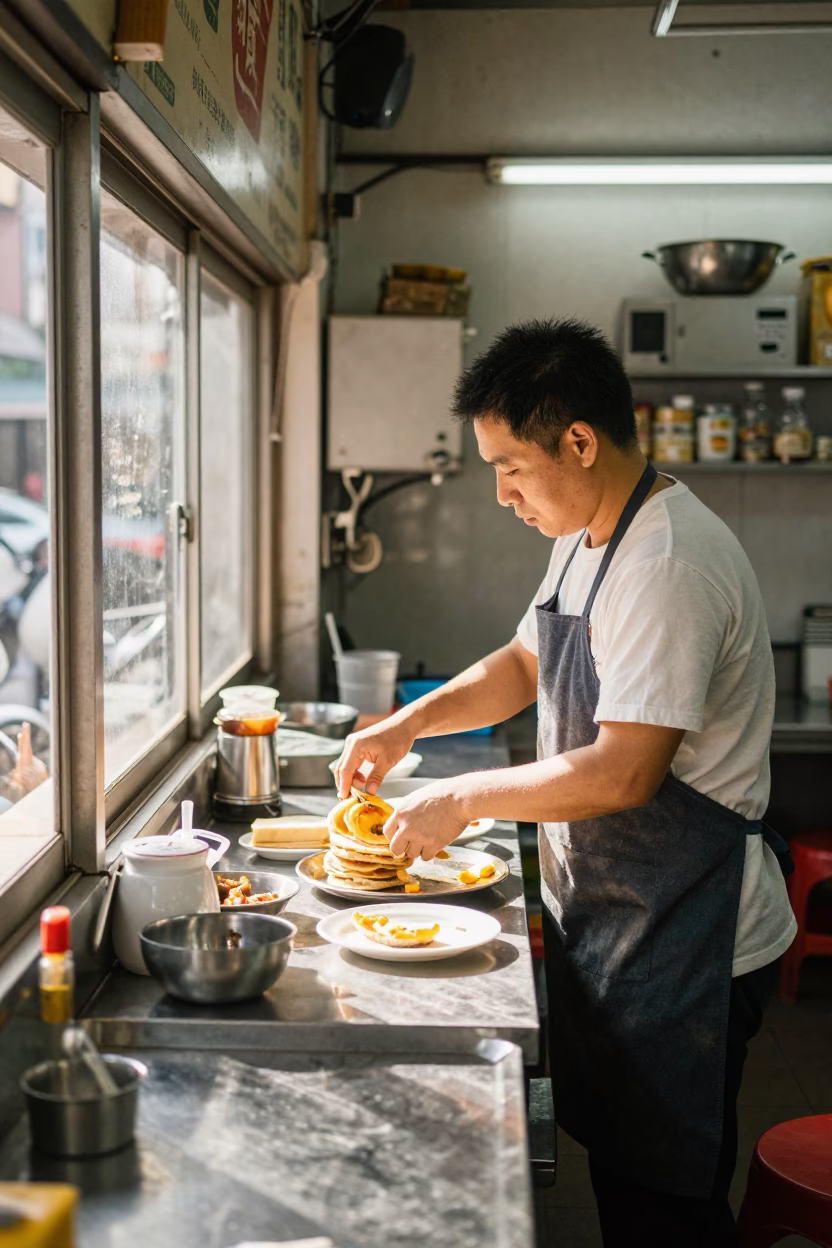 Preparing Breakfast in Taipei in in Taipei, Taiwan