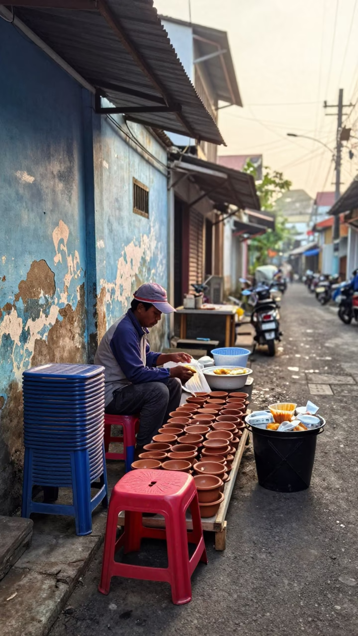 Preparing Breakfast in Yogyakarta in in Yogyakarta, Indonesia