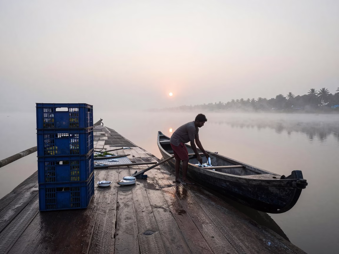 Preparing Canoe in Kochi in in Kochi, India