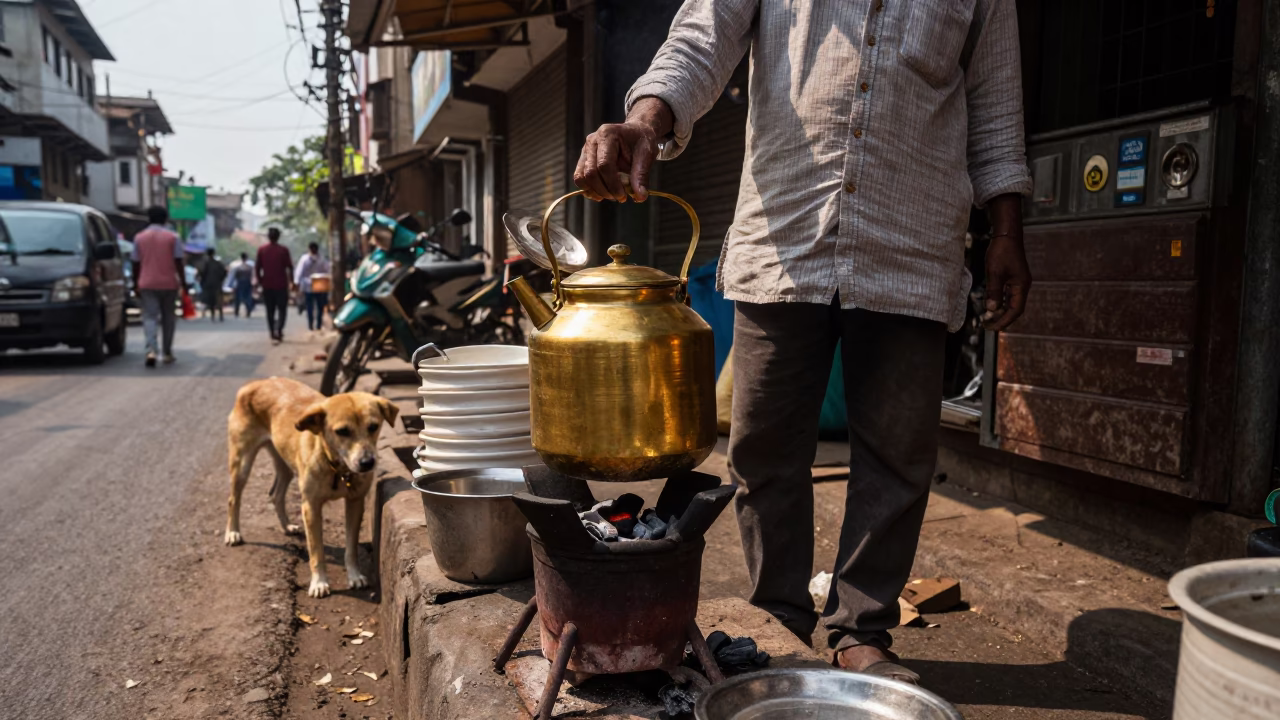 Preparing Chai in Mumbai in in Mumbai, India
