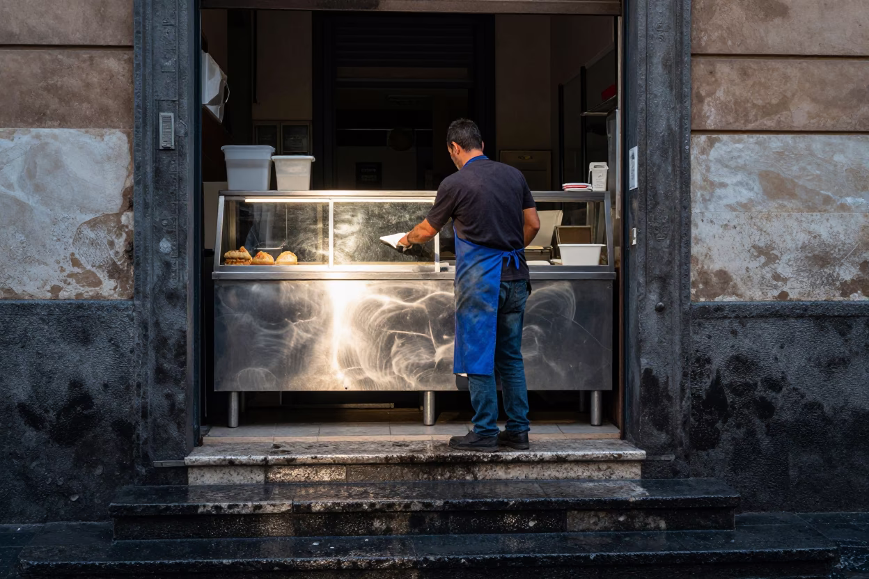 Preparing Counter in Naples in in Naples, Italy