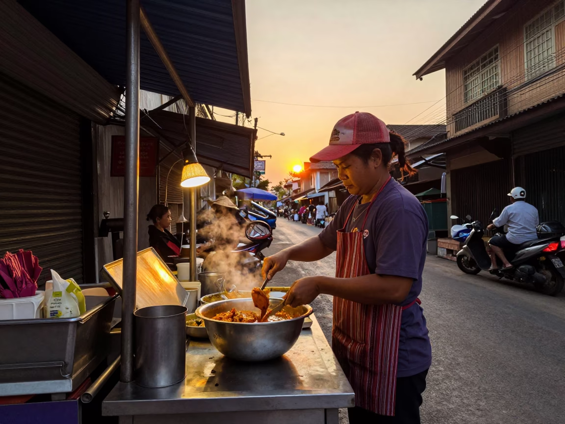 Preparing Curry in Chiang Mai in in Chiang Mai, Thailand