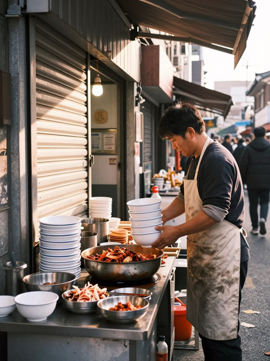 Preparing Dakgalbi in Seoul in in Seoul, South Korea
