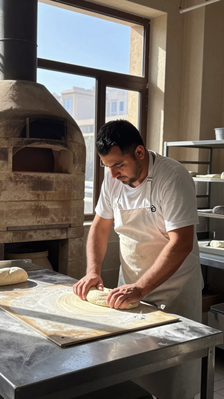 Preparing Dough in Beirut in in Beirut, Lebanon