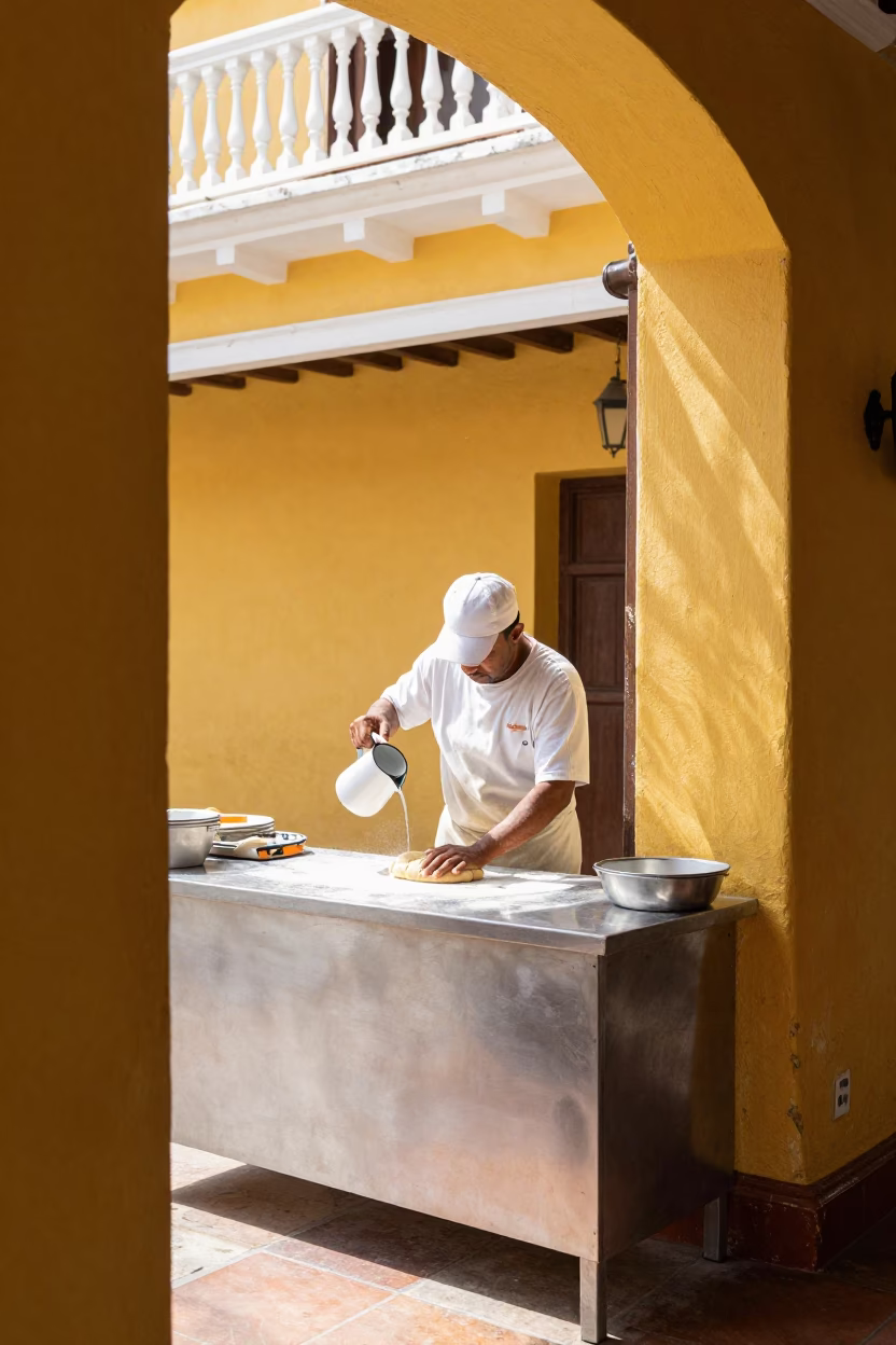 Preparing Dough in Cartagena in in Cartagena, Colombia