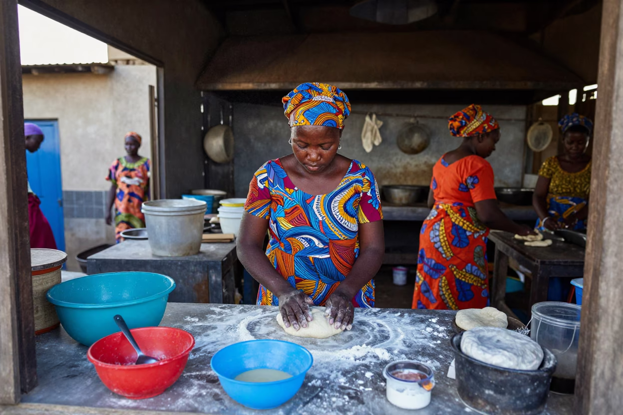 Preparing Dough in Dakar in in Dakar, Senegal