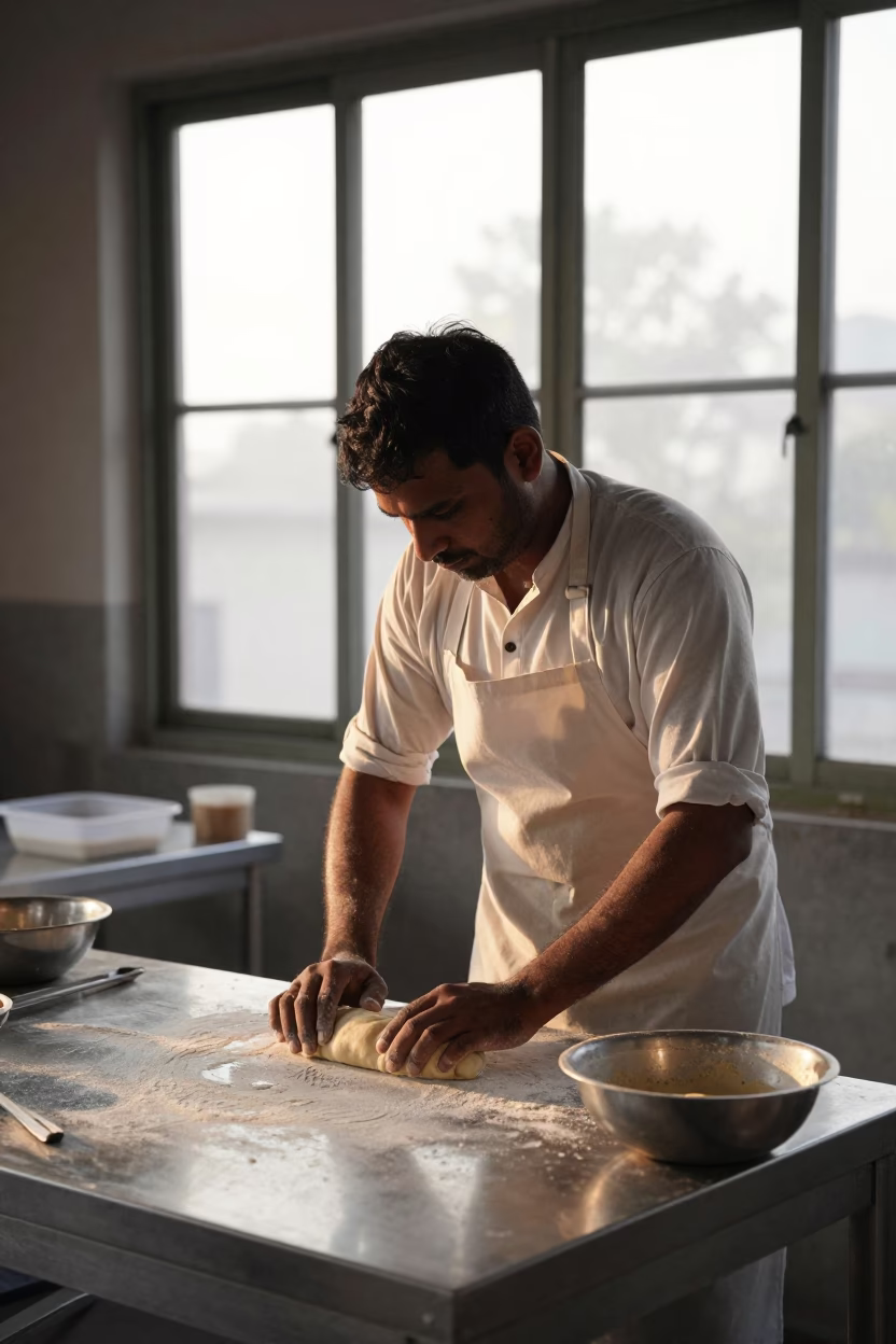 Preparing Dough in Delhi in in Delhi, India