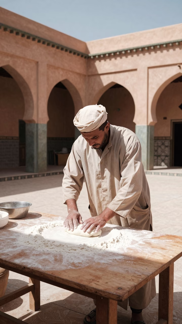 Preparing Dough in Fez in in Fez, Morocco