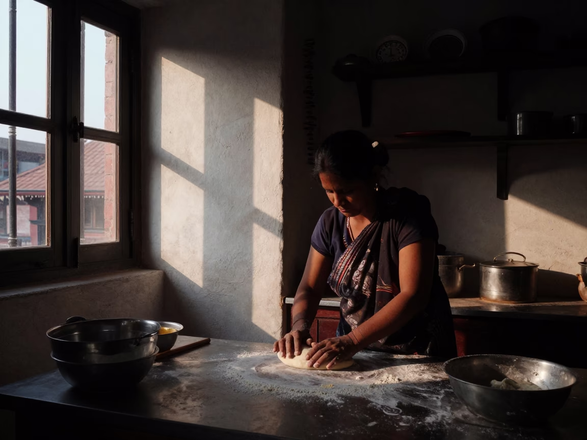 Preparing Dough in Kathmandu in in Kathmandu, Nepal