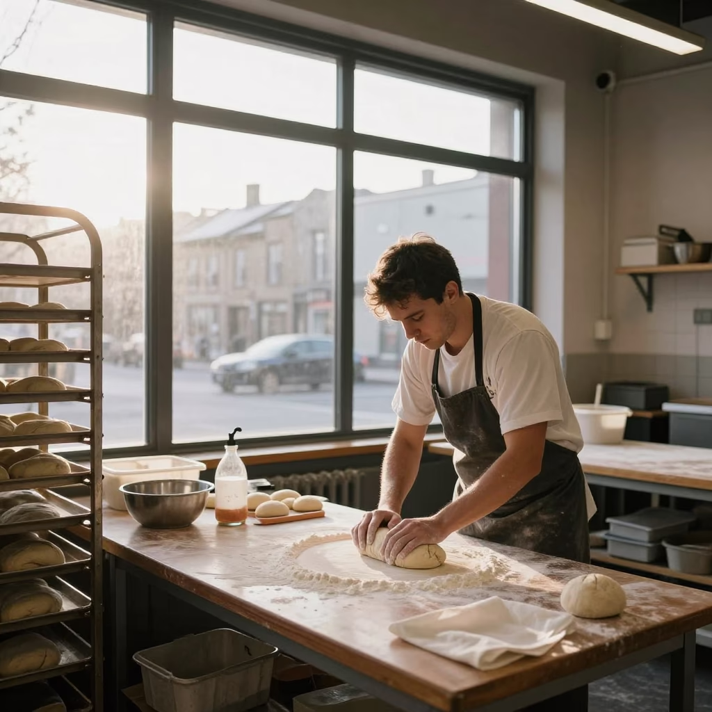 Preparing Dough in Montreal in in Montreal, Quebec, Canada