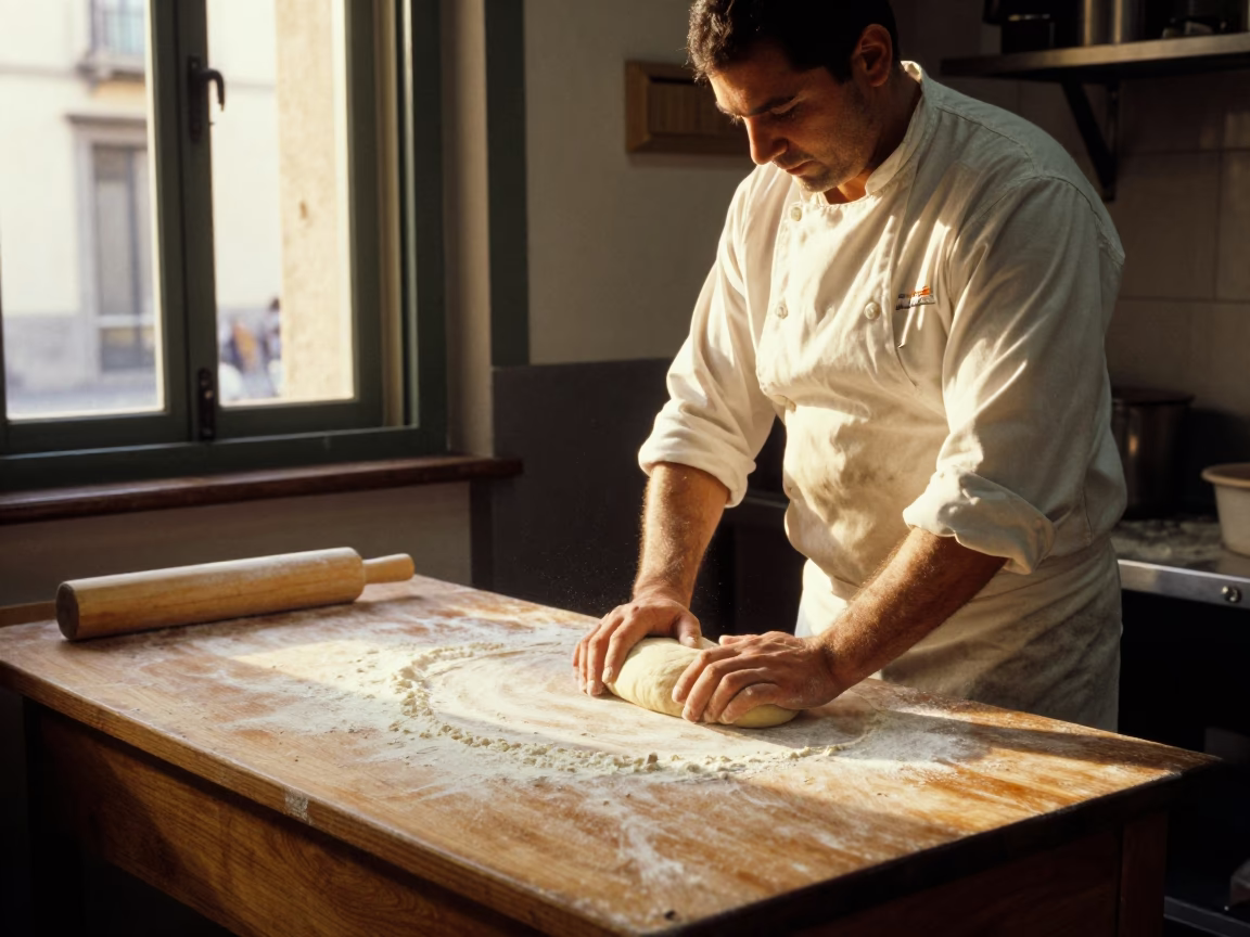 Preparing Dough in Naples in in Naples, Italy