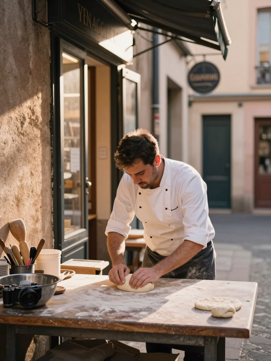 Preparing Dough in Nice in in Nice, France