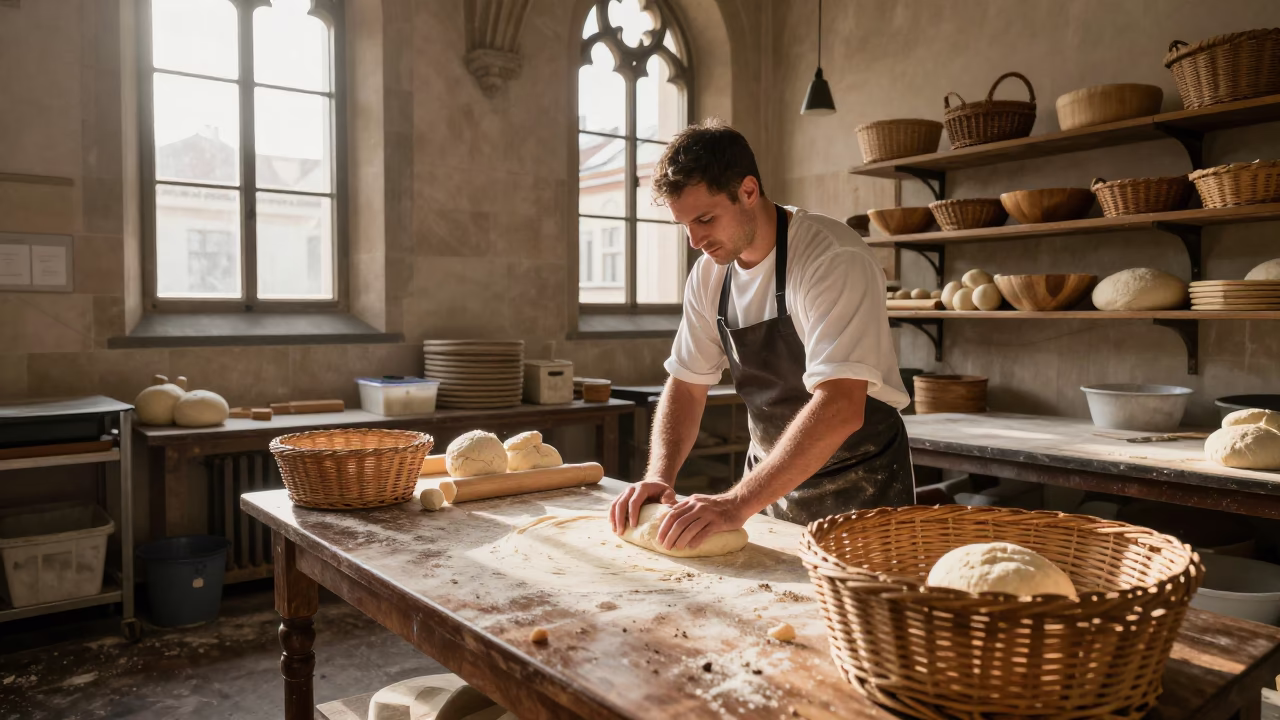 Preparing Dough in Prague in in Prague, Czech Republic