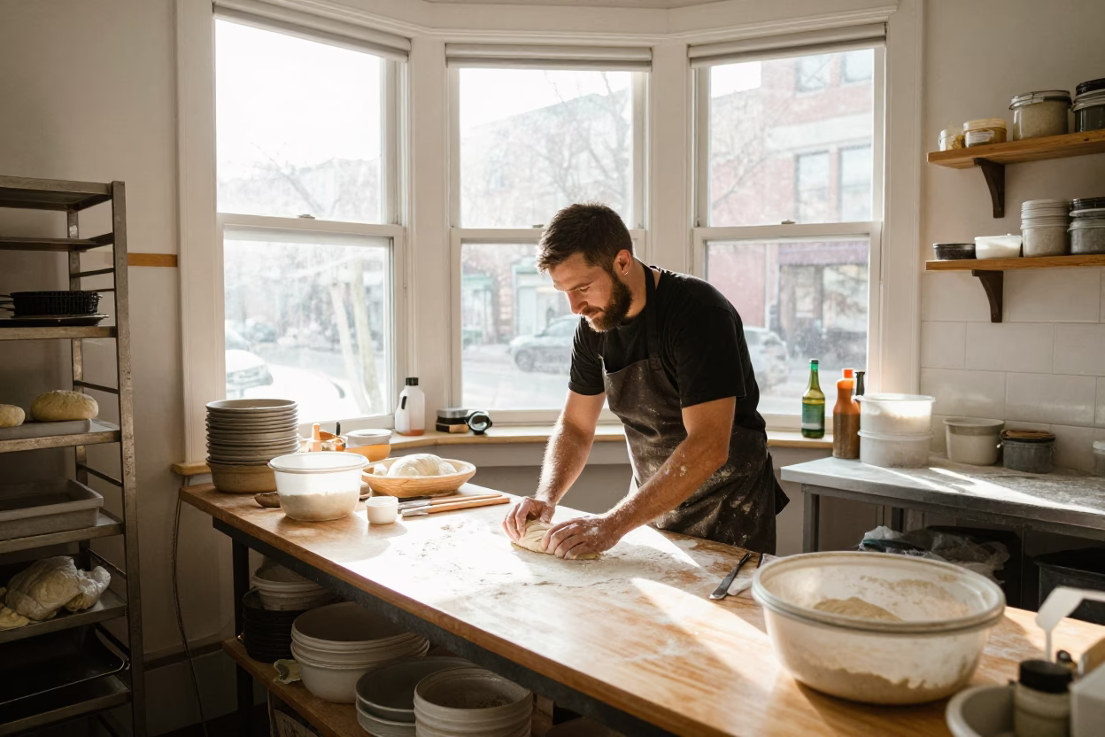 Preparing Dough in Toronto in in Toronto, Ontario, Canada