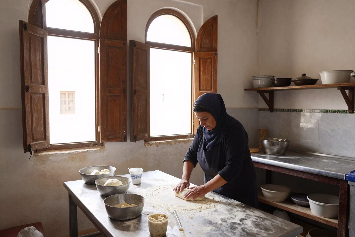 Preparing Dough in Tunis in in Tunis, Tunisia