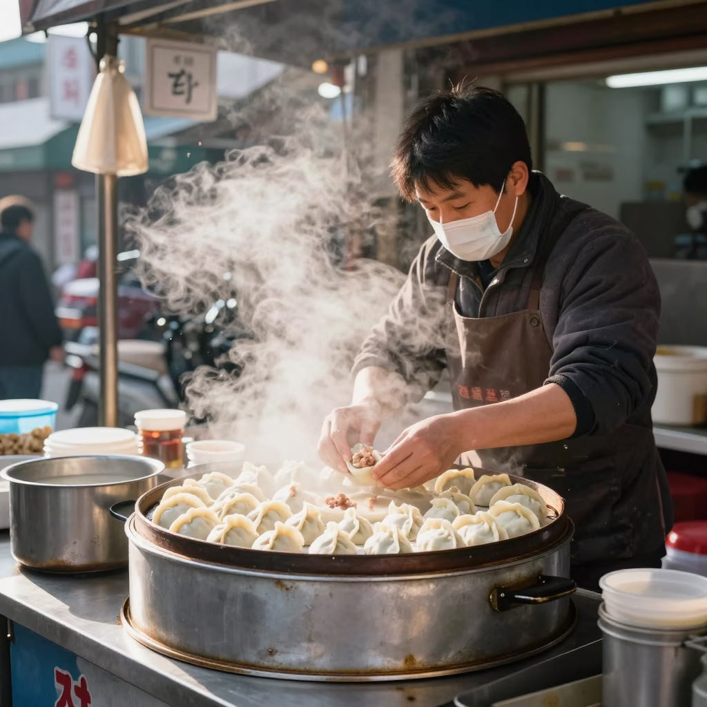 Preparing Dumplings in Busan in in Busan, South Korea