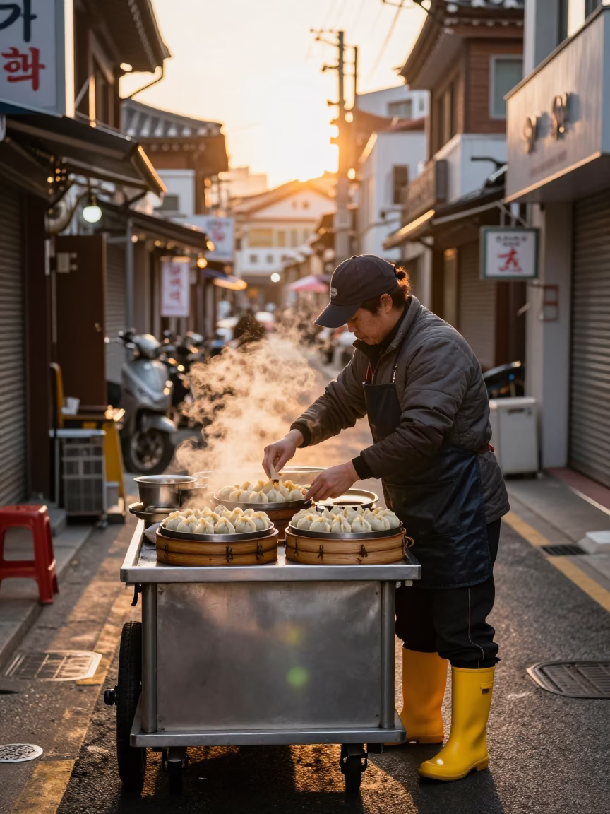 Preparing Dumplings in Seoul in in Seoul, South Korea