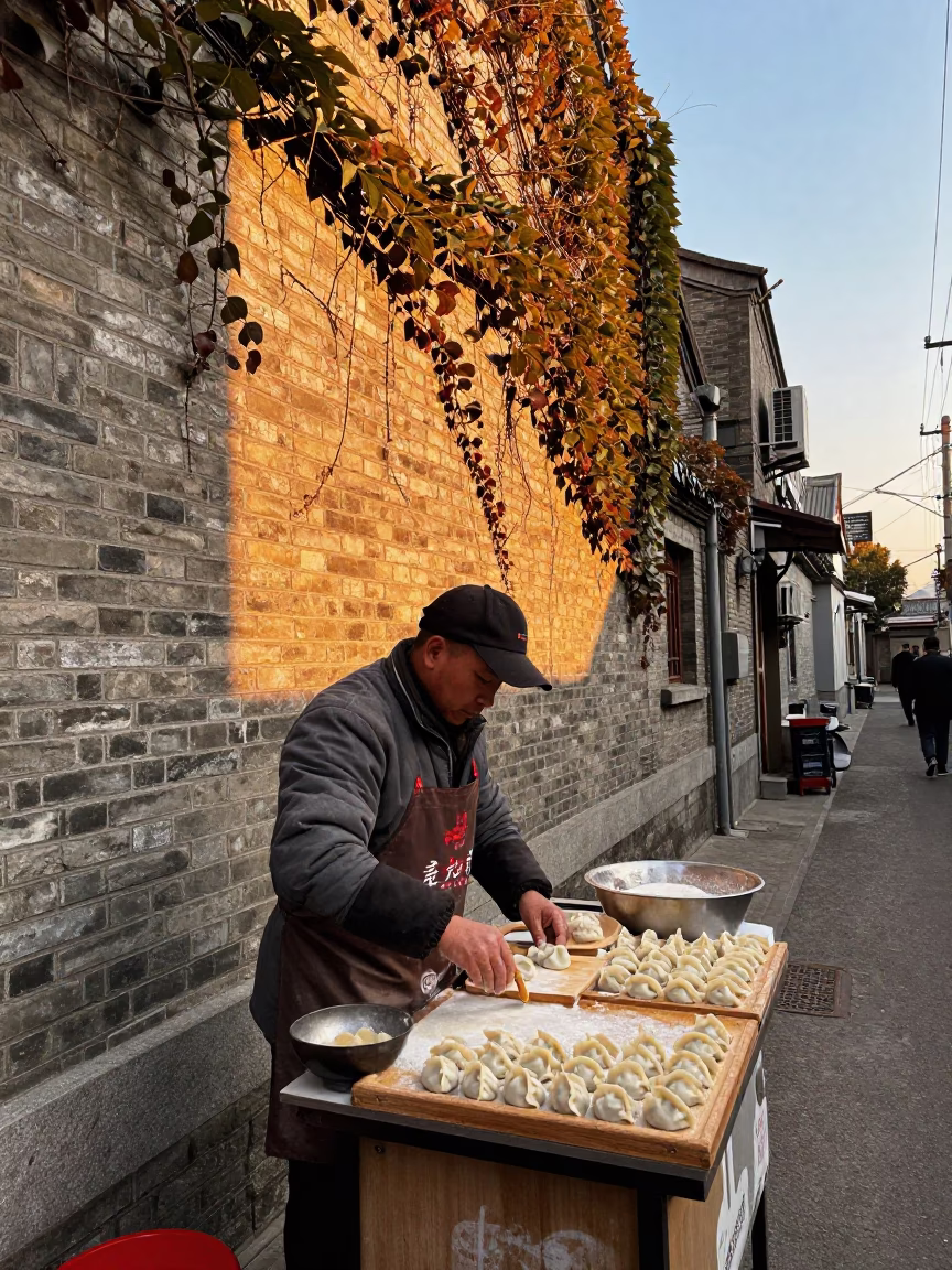 Preparing Dumplings in Shanghai in in Shanghai, China