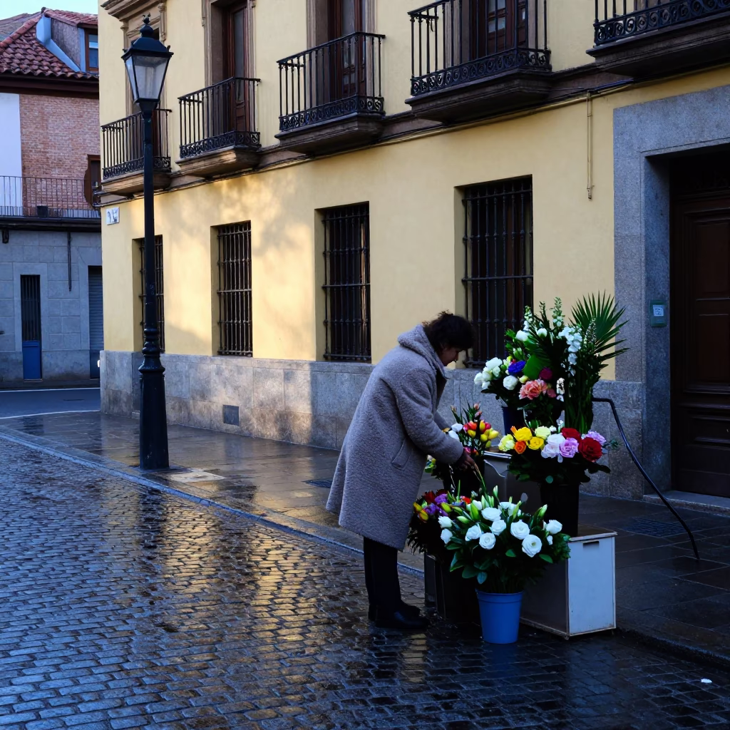Preparing Flowers in Madrid in in Madrid, Spain