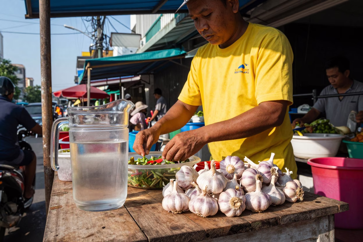 Preparing Food in Bangkok at Afternoon Light in in Bangkok, Thailand