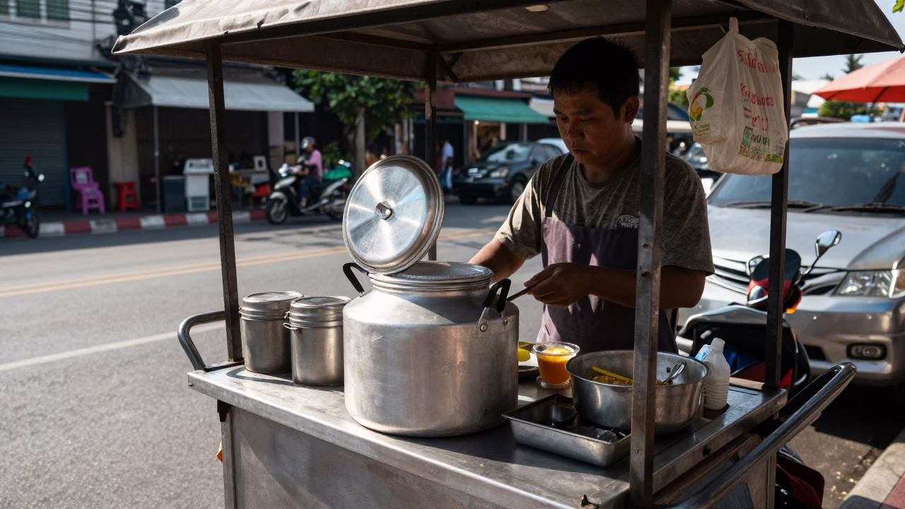 Preparing Food in Bangkok in in Bangkok, Thailand