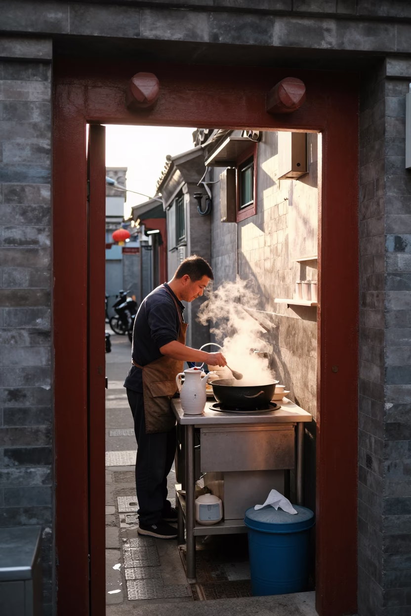 Preparing Food in Beijing in in Beijing, China