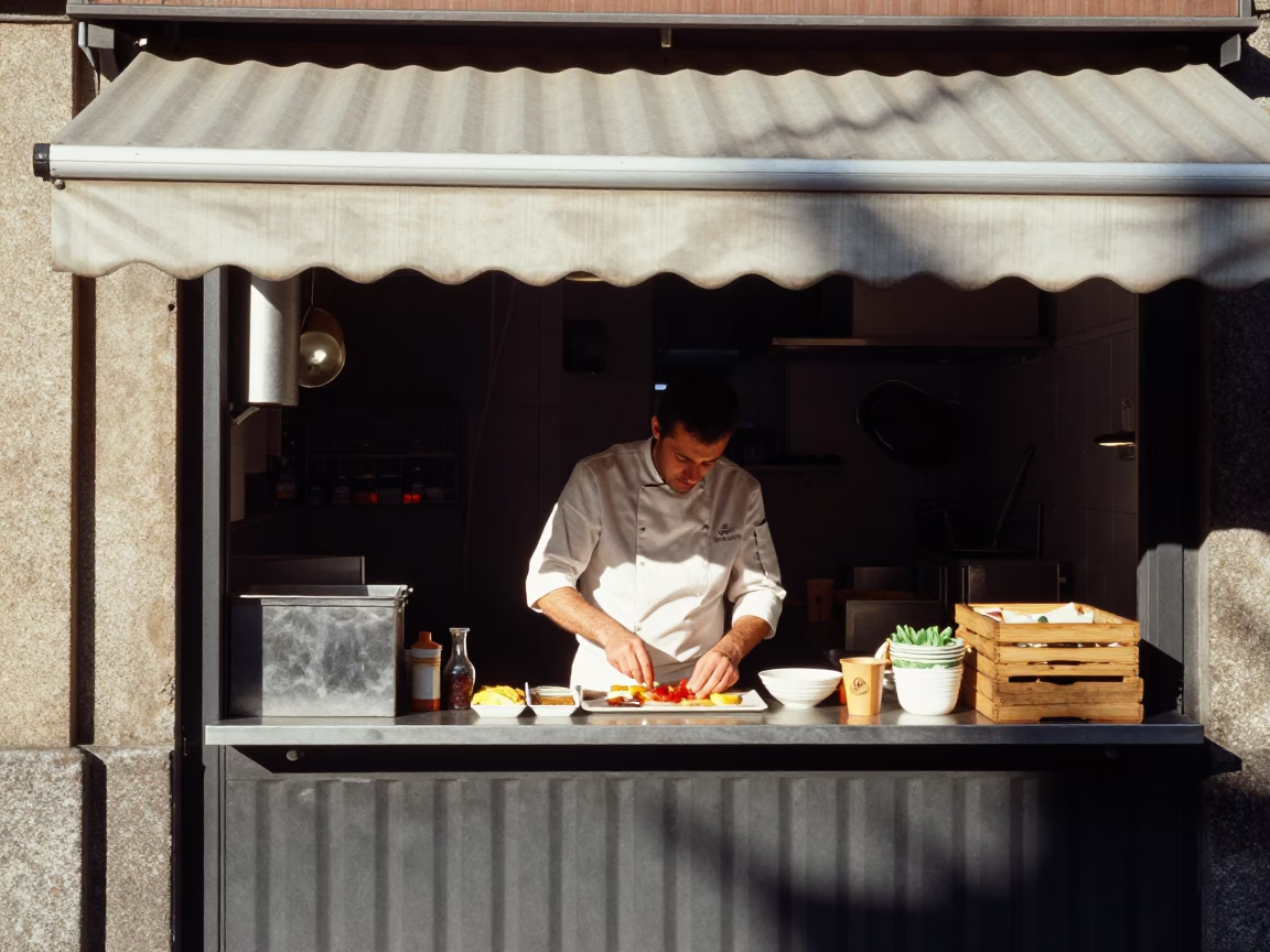 Preparing Food in Bilbao in in Bilbao, Spain