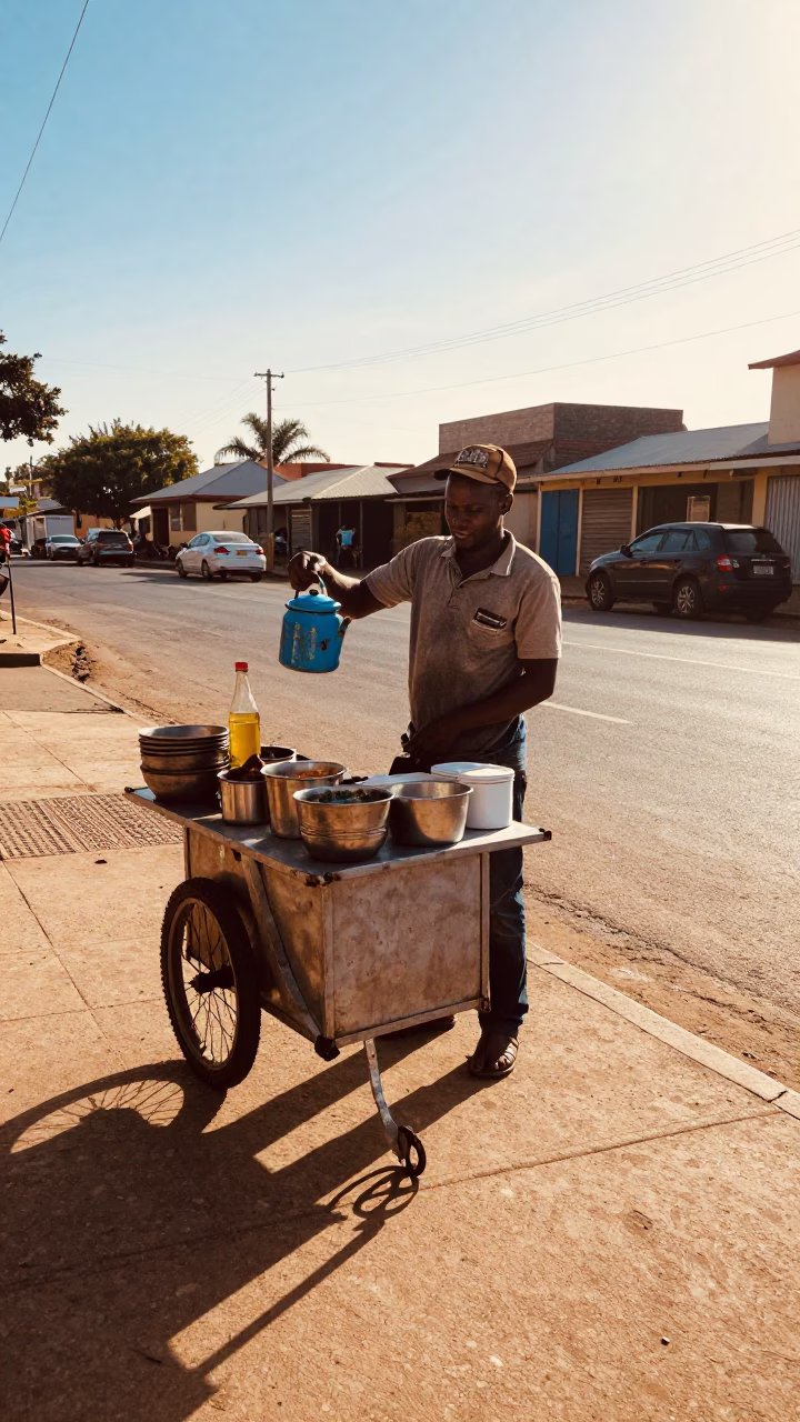 Preparing Food in Durban at Late Afternoon Light in in Durban, South Africa