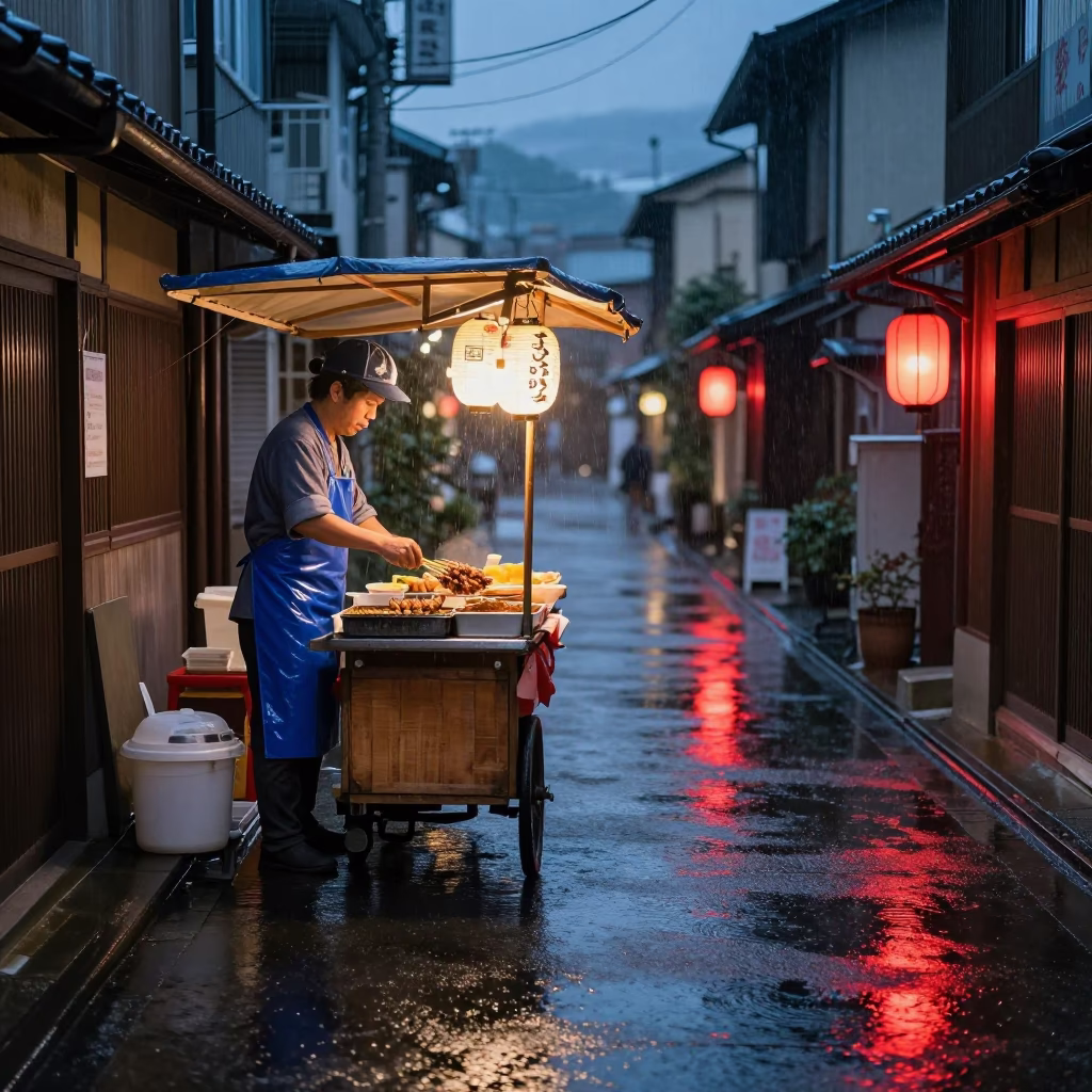 Preparing Food in Fukuoka in in Fukuoka, Japan