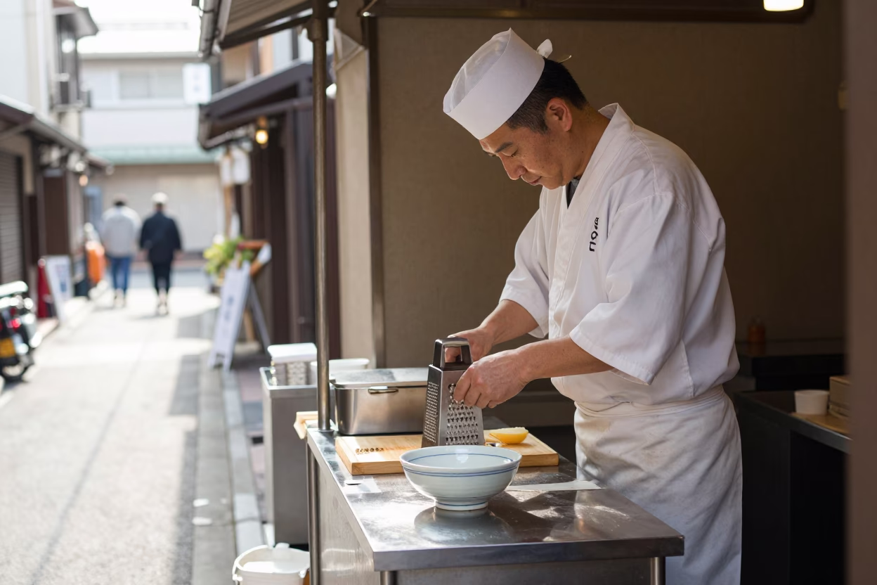 Preparing Food in Osaka in in Osaka, Japan