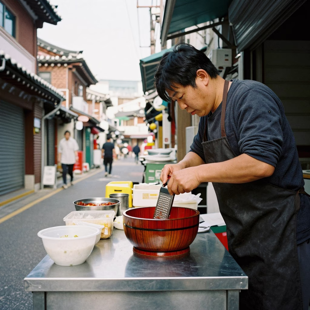 Preparing Food in Seoul in in Seoul, South Korea
