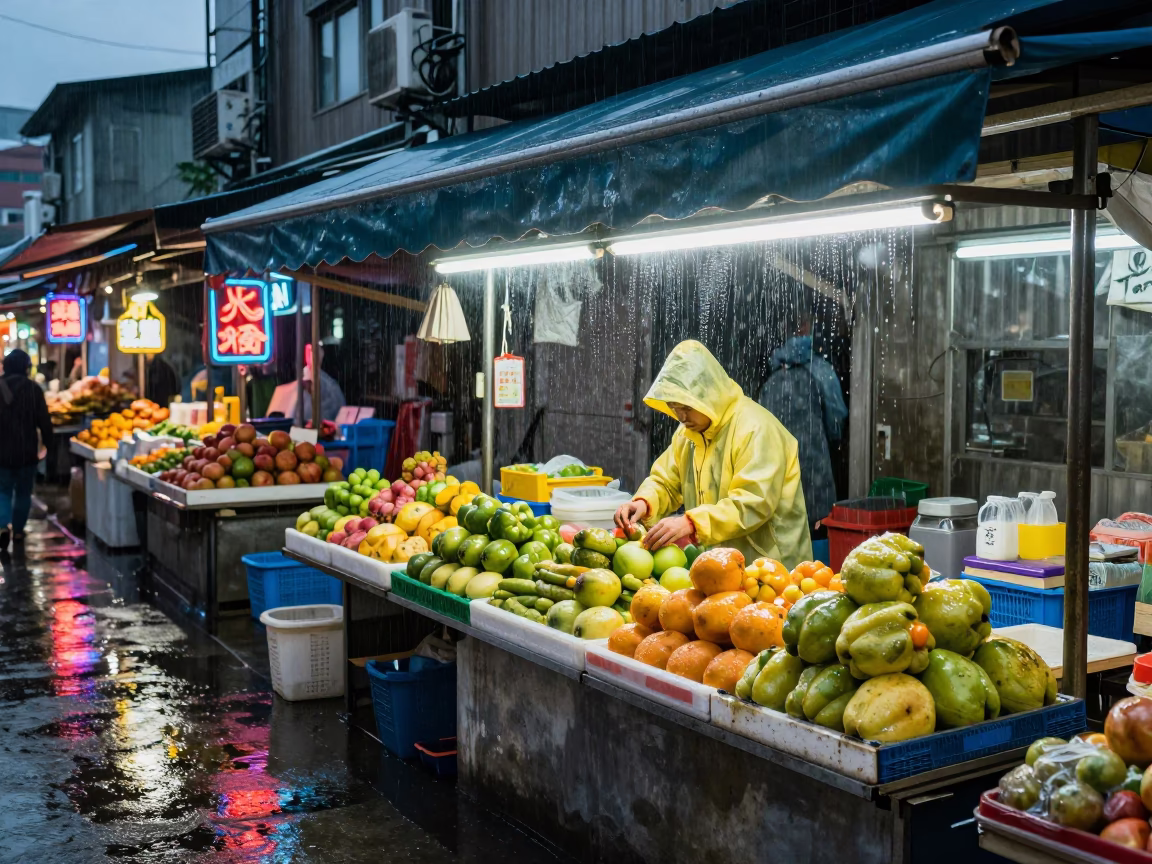 Preparing Fruit in Kaohsiung in in Kaohsiung, Taiwan