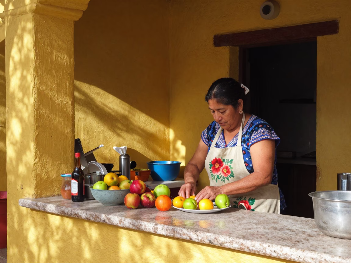 Preparing Fruit in Merida in in Merida, Mexico