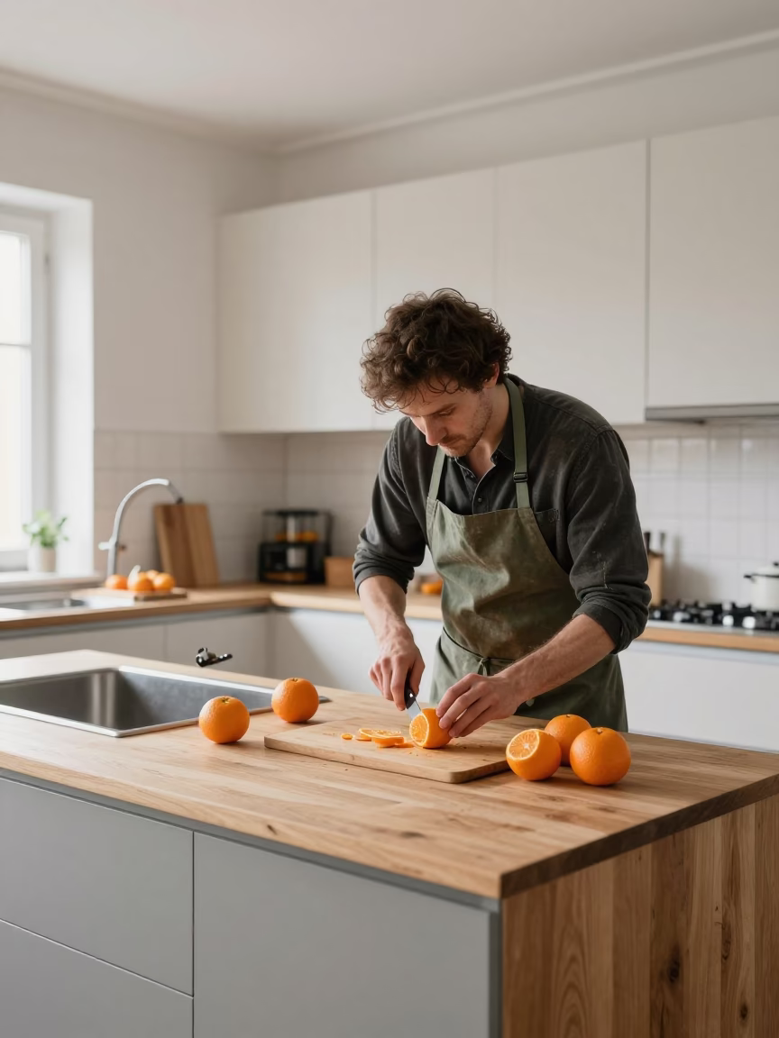 Preparing Fruit in Stockholm in in Stockholm, Sweden